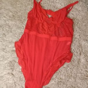Red lace bodysuit lingerie